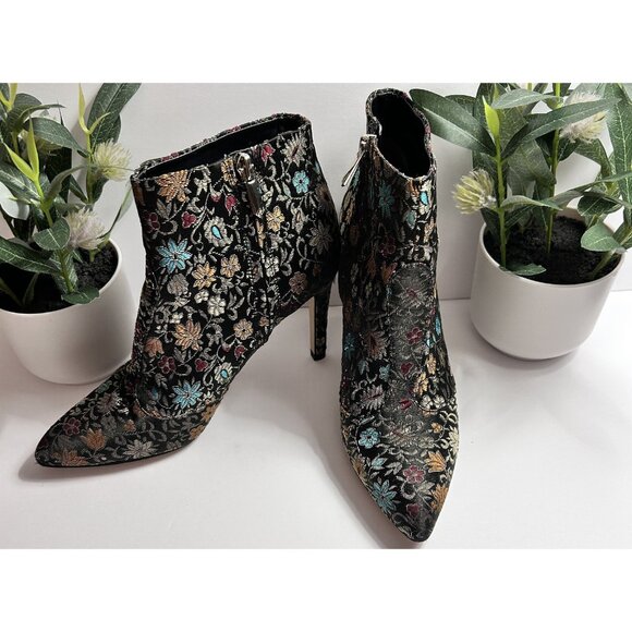 SAM EDELMAN Olette Floral Brocade Tapestry Women's Sz 6 Stiletto Ankle Boots +🎁 - Picture 1 of 11